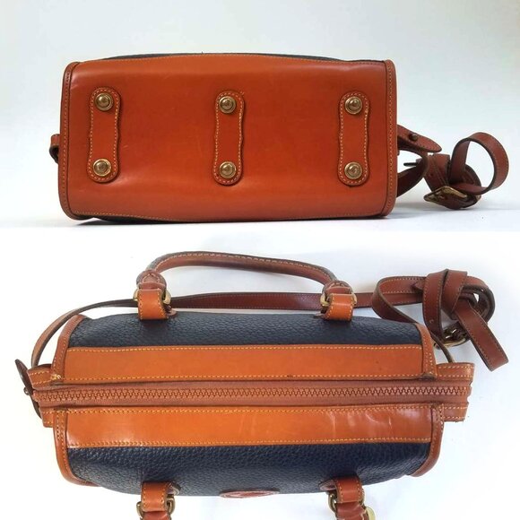 Vintage Dooney & Bourke AWL Leather Small Satchel Navy - Picture 3 of 6